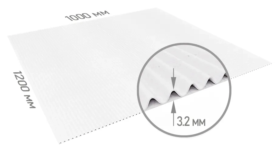 Двухслойный гофрокартон 1200x1000мм Д-21 Белый/белый B (3.20мм) на заказ – фото